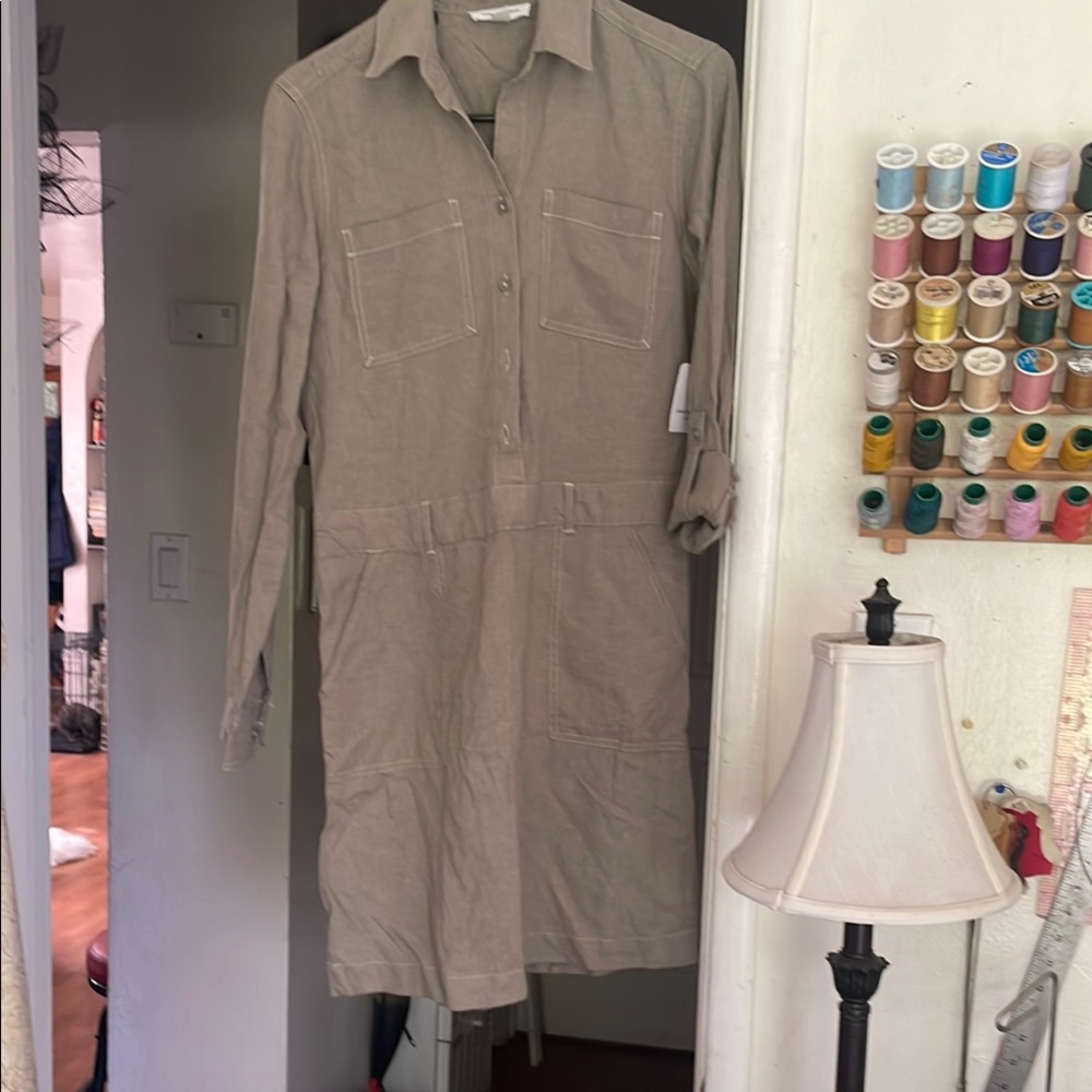 Stylish Tan Shirt Dress